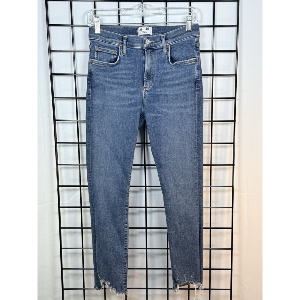 AGOLDE Sophie High Rise Skinny Crop in Discretion Jeans‎ Womens 28 Blue Distress